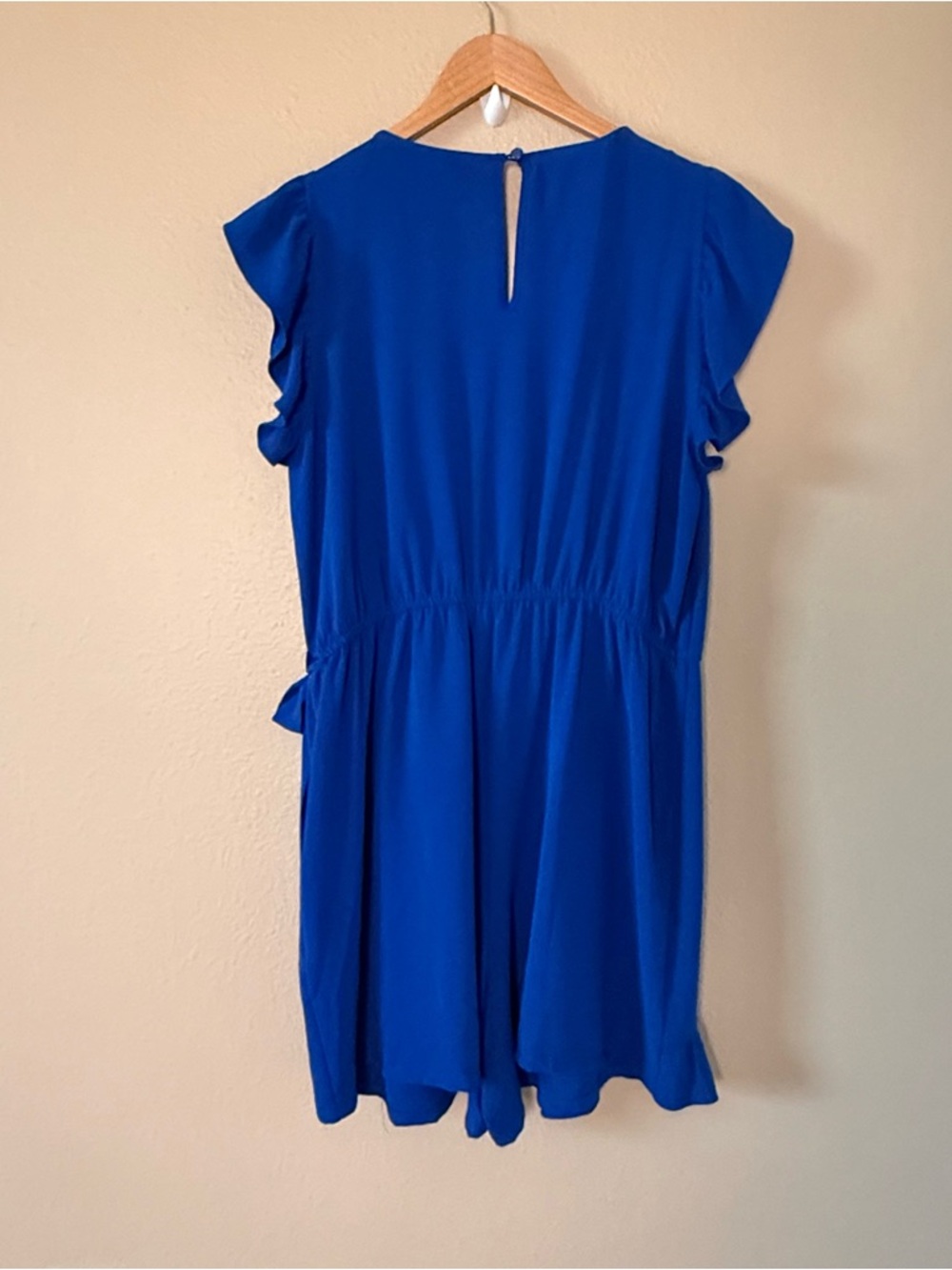 Emma & Michele Royal Blue Wrap Ruffle Mini Dress - Picture 3 of 4